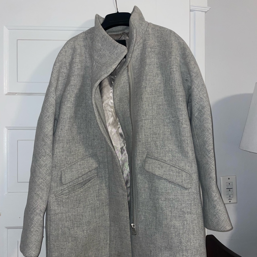 Heather grey stadium cloth wool coat